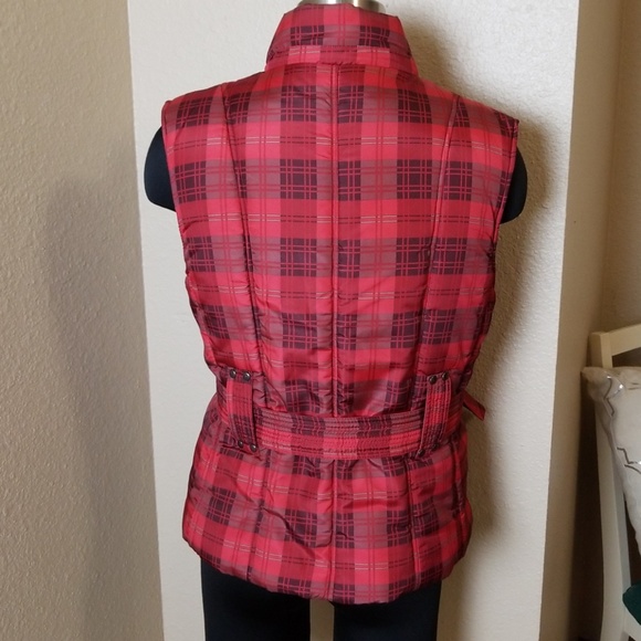 BKE Red Plaid Zip Front Puffer Vest M - Picture 4 of 8